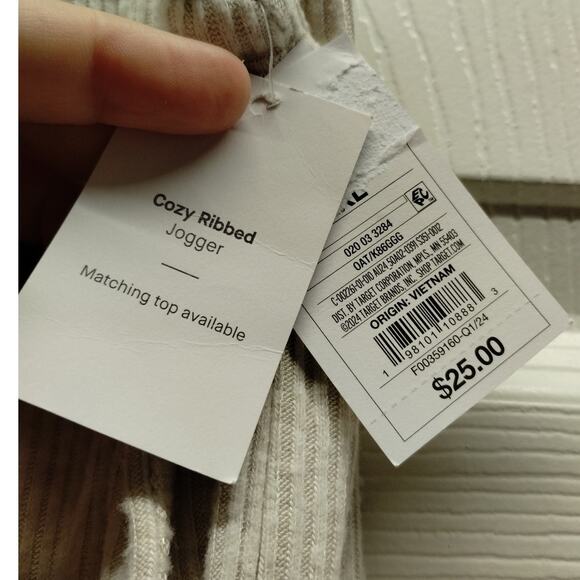 Auden Sleepwear NWT Women's Size XXL Cream Cozy Ribbed Jogger Lounge Pants - Picture 7 of 7